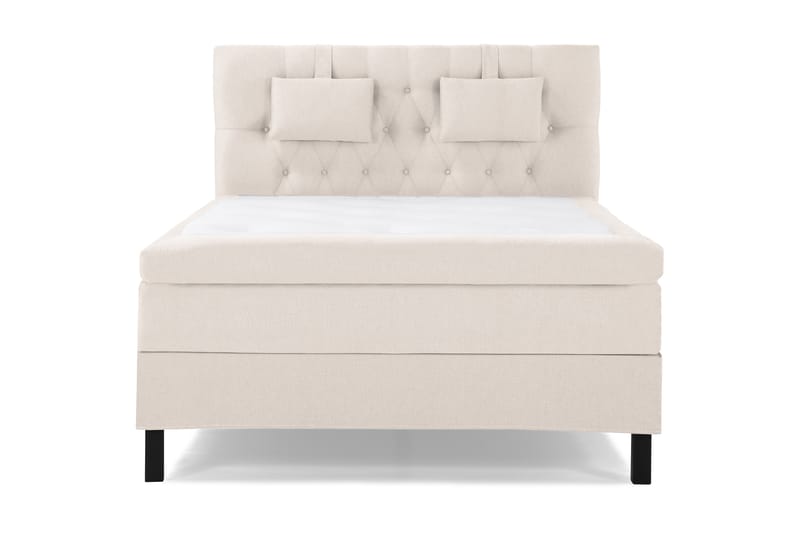 Lucky Komplett Sengepakke 140x200 Polyeter Diamant Sengegavl - Nakkepute Liten Beige - Møbler - Senger - Komplett sengepakke