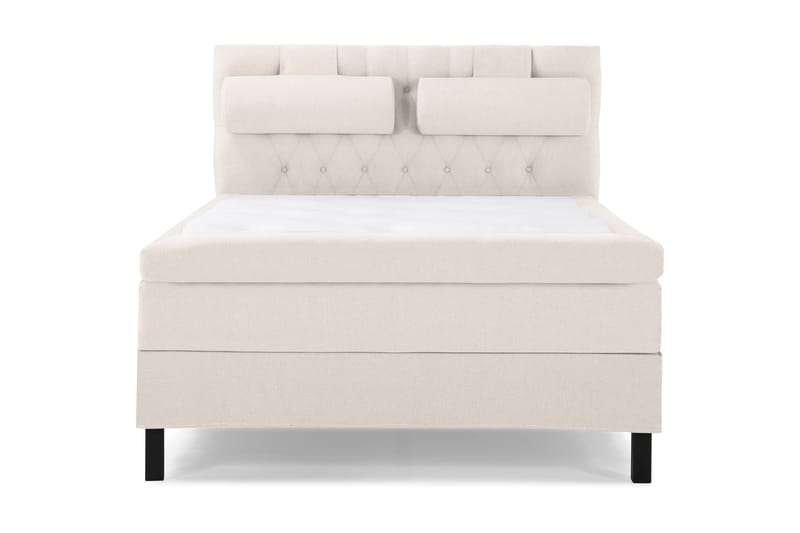 Lucky Komplett Sengepakke 140x200 Polyeter Diamant Sengegavl - Nakkepute Stor Beige - Møbler - Senger - Komplett sengepakke