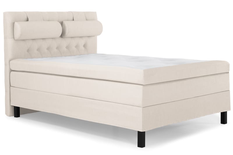 Lucky Komplett Sengepakke 140x200 Polyeter Diamant Sengegavl - Nakkepute Stor Beige - Møbler - Senger - Komplett sengepakke
