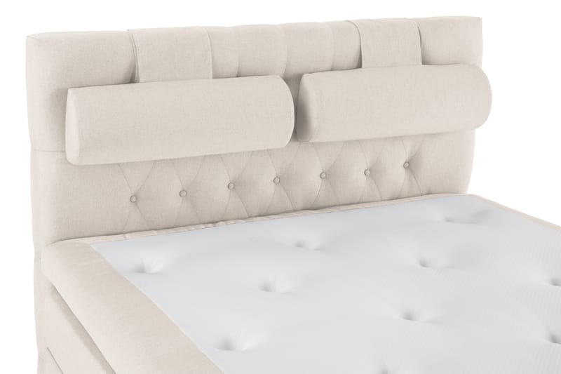 Lucky Komplett Sengepakke 140x200 Polyeter Diamant Sengegavl - Nakkepute Stor Beige - Møbler - Senger - Komplett sengepakke