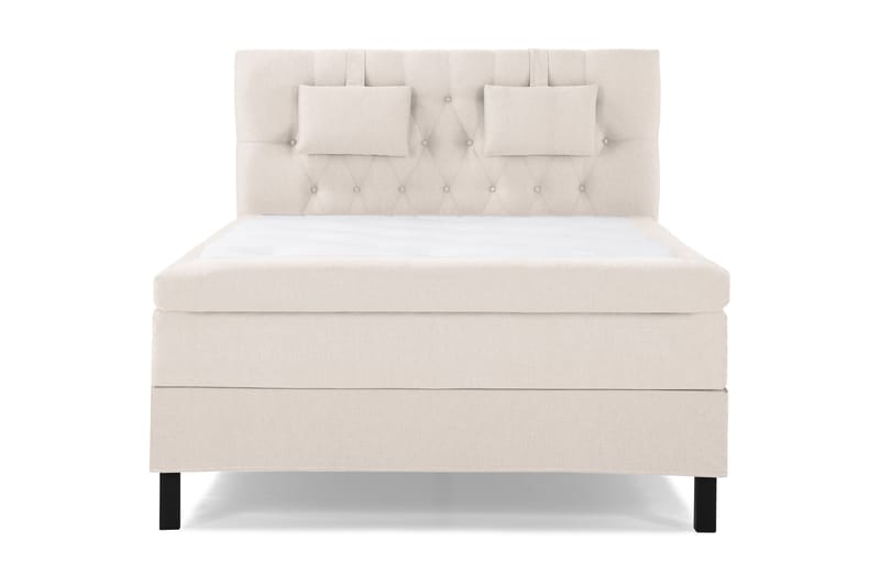 Lucky Komplett Sengepakke 140x200 Polyeter Diamant Sengegavl - Nakkepute Liten Beige - Møbler - Senger - Kontinentalsenger