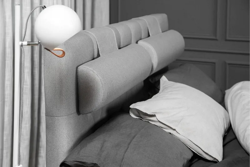 Lucky Komplett Sengepakke 140x200 Polyeter Diamant Sengegavl - Nakkepute Stor Mellangrå - Møbler - Senger - Kontinentalsenger