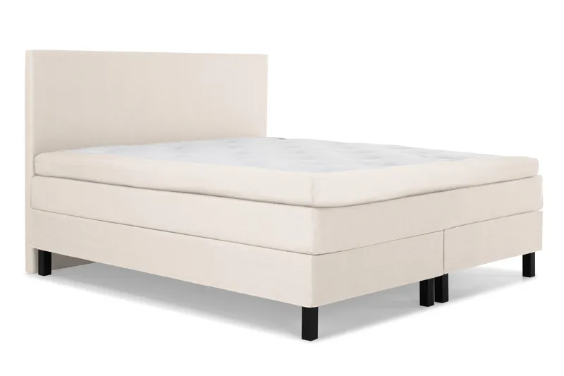 Lucky Komplett Sengepakke 150x200 Polyeter Glatt Sengegavl - Beige - Møbler - Senger - Kontinentalsenger