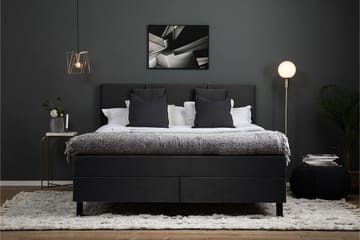 Lucky Komplett Sengepakke 160x200 Lateks Glatt Sengegavl - Nakkepute Liten Svart/Grå - Møbler - Senger - Komplett sengepakke