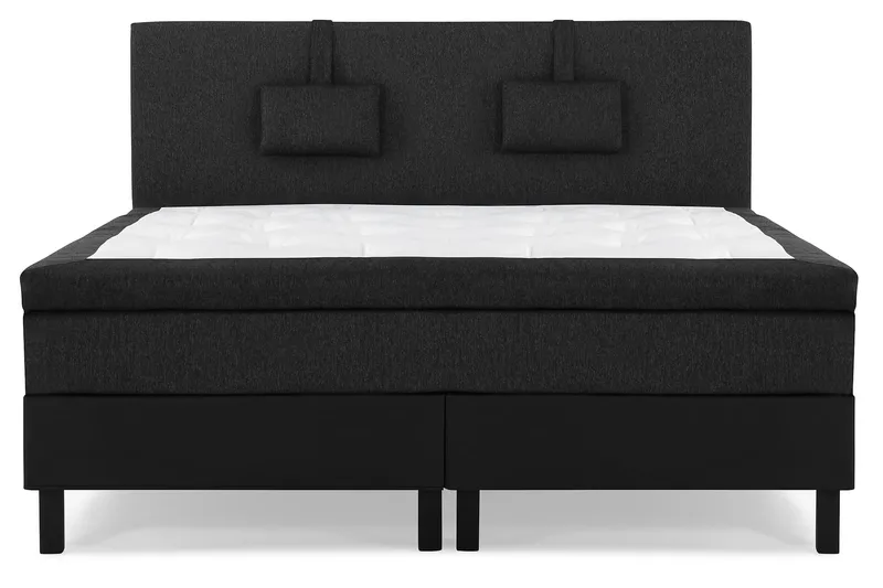 Lucky Komplett Sengepakke 160x200 Lateks Glatt Sengegavl - Nakkepute Liten Svart/Grå/PU - Møbler - Senger - Kontinentalsenger