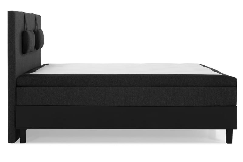 Lucky Komplett Sengepakke 160x200 Lateks Glatt Sengegavl - Nakkepute Liten Svart/Grå/PU - Møbler - Senger - Kontinentalsenger