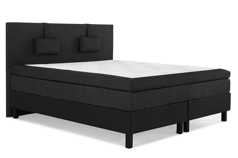 Lucky Komplett Sengepakke 160x200 Lateks Glatt Sengegavl - Nakkepute Liten Svart/Grå/PU - Møbler - Senger - Kontinentalsenger