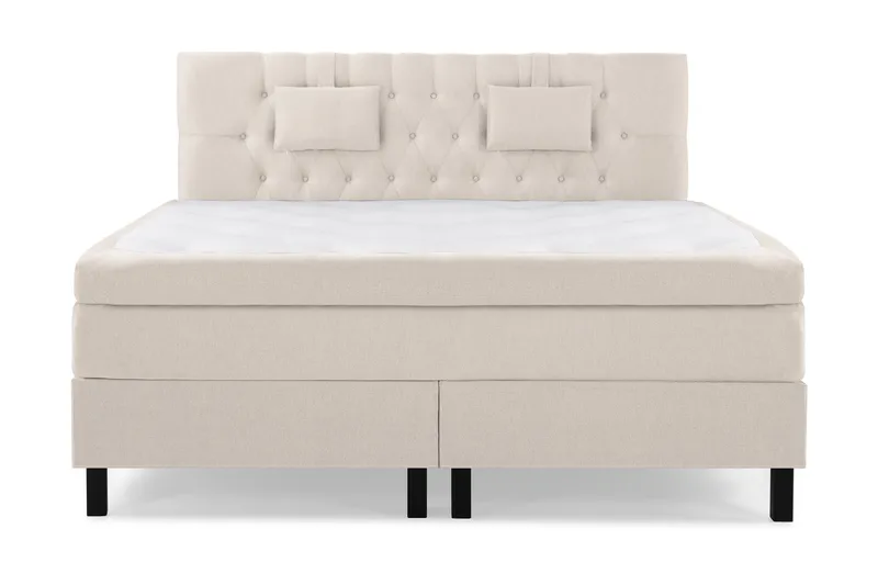 Lucky Komplett Sengepakke 160x200 Memory Diamant Sengegavl, Nakkepute Liten Beige