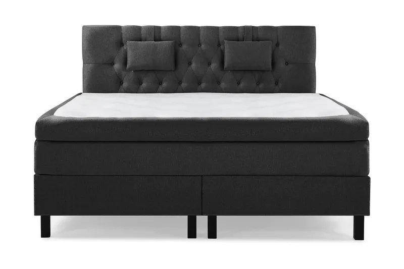 Lucky Komplett Sengepakke 160x200 Memory Diamant Sengegavl - Nakkepute Liten Svart/Grå - Møbler - Senger - Kontinentalsenger