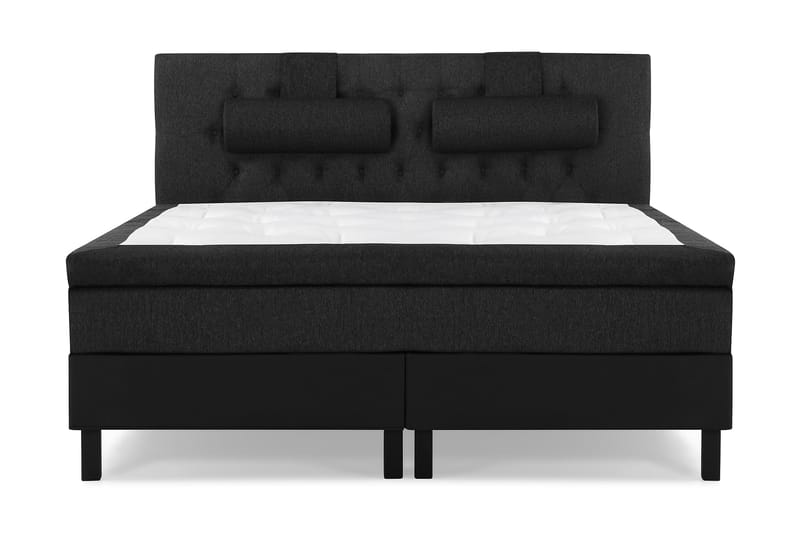 Lucky Komplett Sengepakke 160x200 Memory Diamant Sengegavl - Nakkepute Stor Svart/Grå/PU - Møbler - Senger - Kontinentalsenger