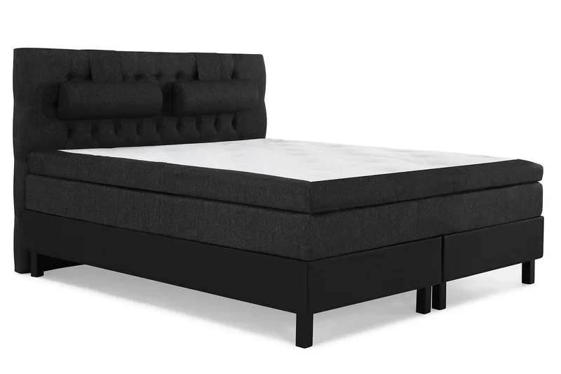 Lucky Komplett Sengepakke 160x200 Memory Diamant Sengegavl - Nakkepute Stor Svart/Grå/PU - Møbler - Senger - Kontinentalsenger