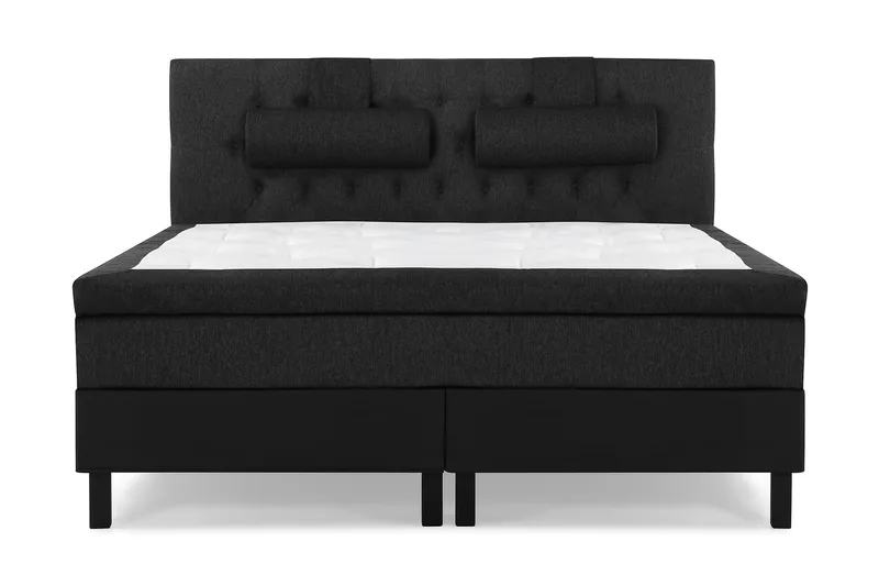 Lucky Komplett Sengepakke 160x200 Memory Diamant Sengegavl, Nakkepute Stor Svart/Grå/PU