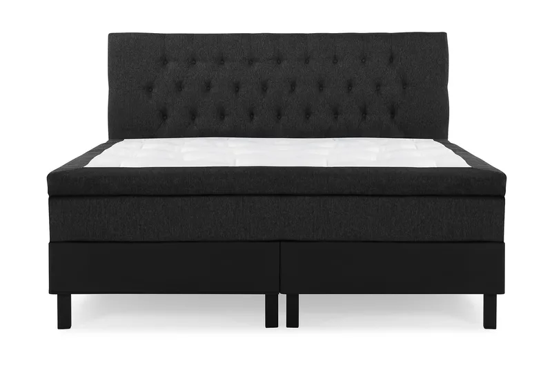 Lucky Komplett Sengepakke 160x200 Memory Diamant Sengegavl - Svart/Grå/PU - Møbler - Senger - Kontinentalsenger