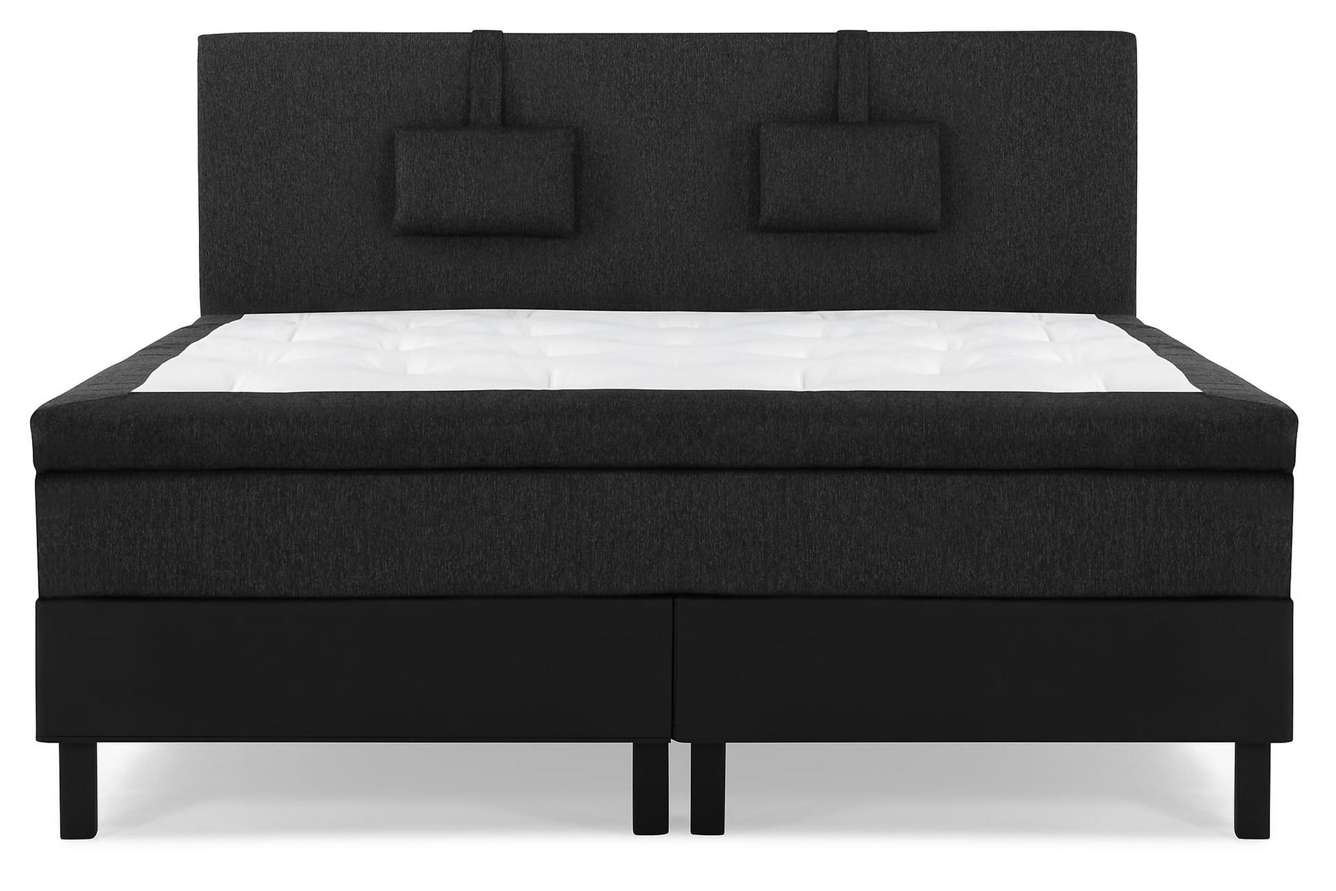 Lucky Komplett Sengepakke 160x200 Memory Glatt Sengegavl - Nakkepute Liten Svart/Grå/PU - Møbler - Senger - Komplett sengepakke