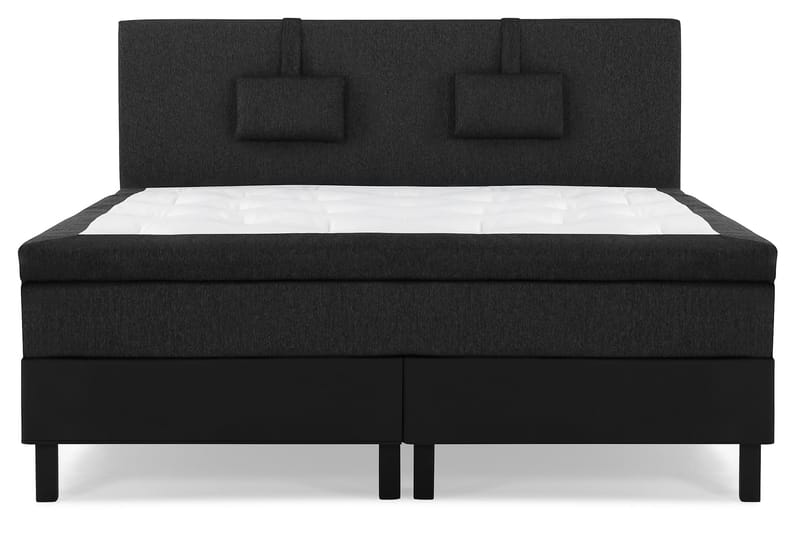 Lucky Komplett Sengepakke 160x200 Memory Glatt Sengegavl - Nakkepute Liten Svart/Grå/PU - Møbler - Senger - Komplett sengepakke