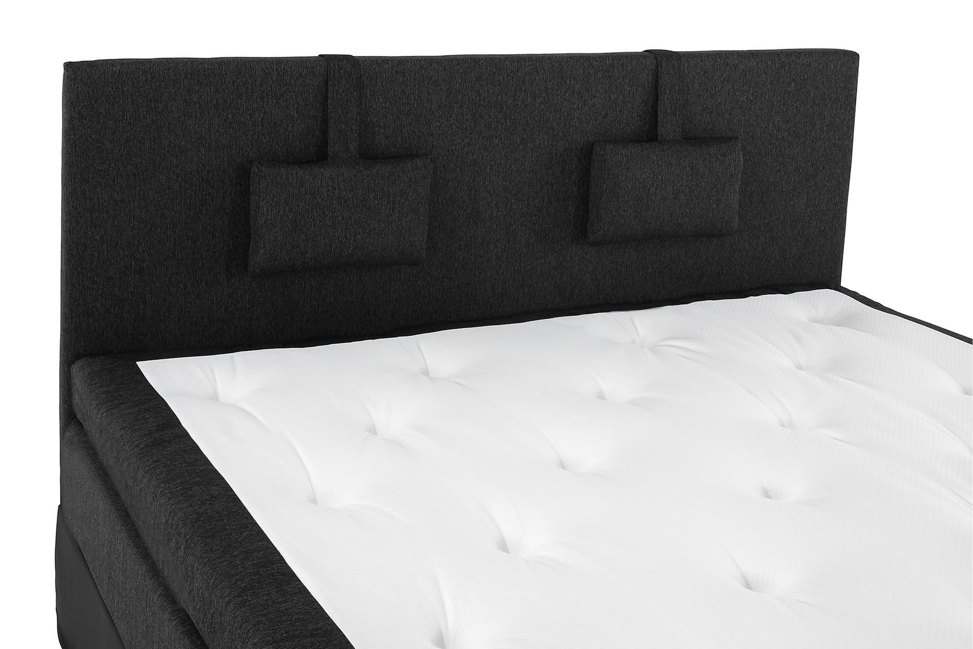 Lucky Komplett Sengepakke 160x200 Memory Glatt Sengegavl - Nakkepute Liten Svart/Grå/PU - Møbler - Senger - Komplett sengepakke
