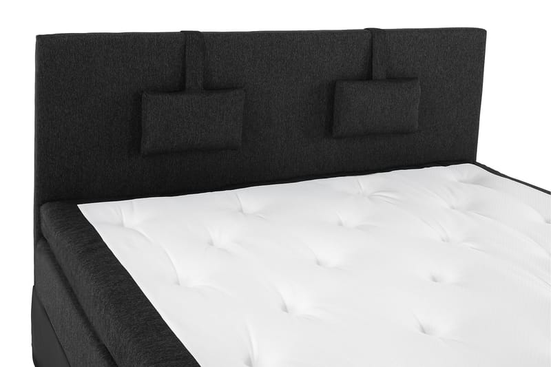 Lucky Komplett Sengepakke 160x200 Memory Glatt Sengegavl - Nakkepute Liten Svart/Grå/PU - Møbler - Senger - Komplett sengepakke