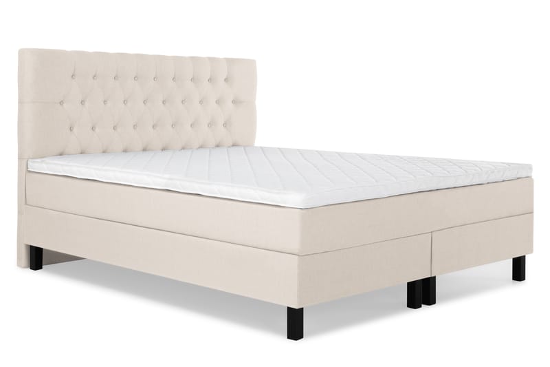 Lucky Komplett Sengepakke 160x200 Skum Diamant Sengegavl - Beige - Møbler - Senger - Kontinentalsenger