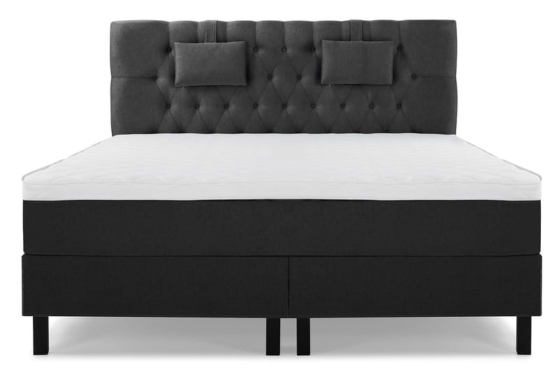 Lucky Komplett Sengepakke 160x200 Skum Diamant Sengegavl - Nakkepute Liten Svart/Grå - Møbler - Senger - Kontinentalsenger