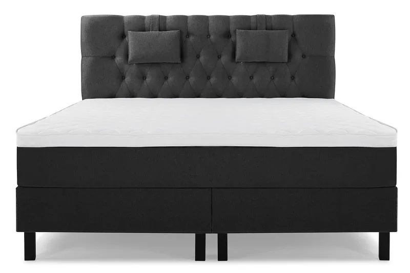 Lucky Komplett Sengepakke 160x200 Skum Diamant Sengegavl - Nakkepute Liten Svart/Grå - Møbler - Senger - Kontinentalsenger