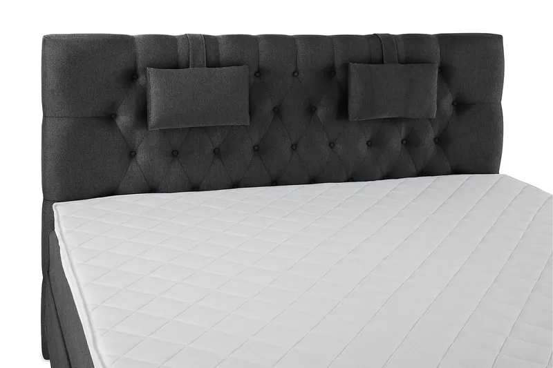 Lucky Komplett Sengepakke 160x200 Skum Diamant Sengegavl - Nakkepute Liten Svart/Grå - Møbler - Senger - Kontinentalsenger