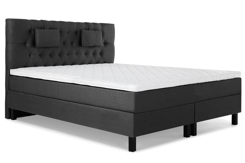 Lucky Komplett Sengepakke 160x200 Skum Diamant Sengegavl - Nakkepute Liten Svart/Grå - Møbler - Senger - Kontinentalsenger