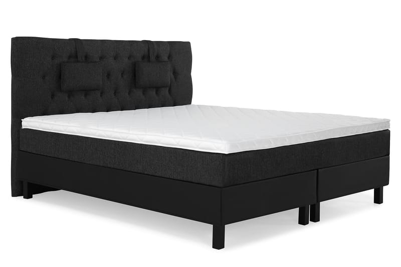 Lucky Komplett Sengepakke 160x200 Skum Diamant Sengegavl - Nakkepute Liten Svart/Grå/PU - Møbler - Senger - Komplett sengepakke
