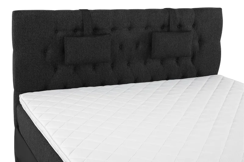 Lucky Komplett Sengepakke 160x200 Skum Diamant Sengegavl - Nakkepute Liten Svart/Grå/PU - Møbler - Senger - Kontinentalsenger
