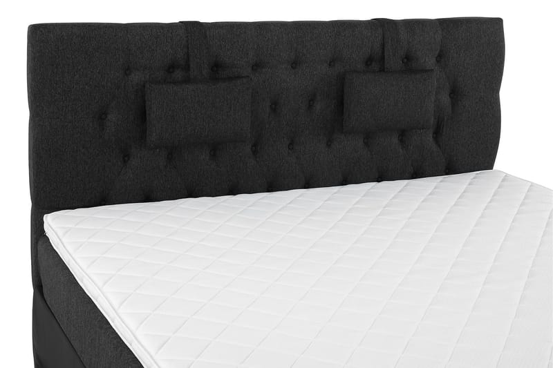 Lucky Komplett Sengepakke 160x200 Skum Diamant Sengegavl - Nakkepute Liten Svart/Grå/PU - Møbler - Senger - Kontinentalsenger