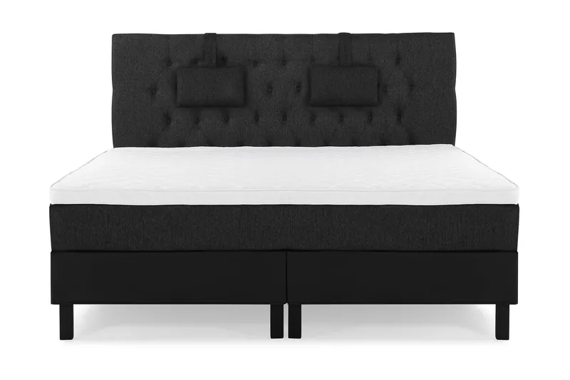 Lucky Komplett Sengepakke 160x200 Skum Diamant Sengegavl - Nakkepute Liten Svart/Grå/PU - Møbler - Senger - Kontinentalsenger