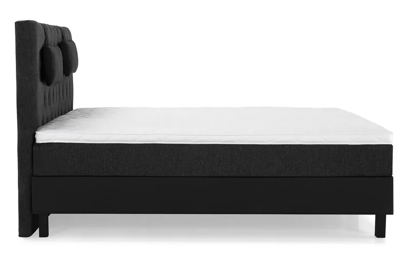 Lucky Komplett Sengepakke 160x200 Skum Diamant Sengegavl - Nakkepute Liten Svart/Grå/PU - Møbler - Senger - Kontinentalsenger