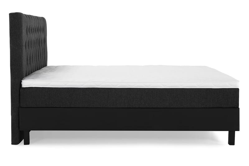 Lucky Komplett Sengepakke 160x200 Skum Diamant Sengegavl - Svart/Grå/PU - Møbler - Senger - Kontinentalsenger