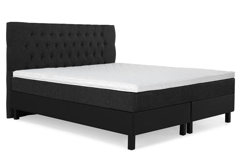 Lucky Komplett Sengepakke 160x200 Skum Diamant Sengegavl - Svart/Grå/PU - Møbler - Senger - Kontinentalsenger