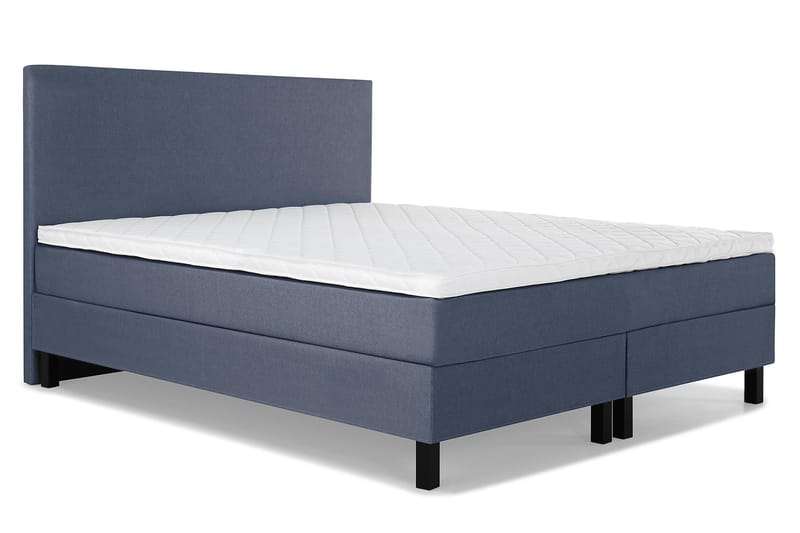 Lucky Komplett Sengepakke 160x200 Skum Glatt Sengegavl - Mørkeblå - Møbler - Senger - Komplett sengepakke