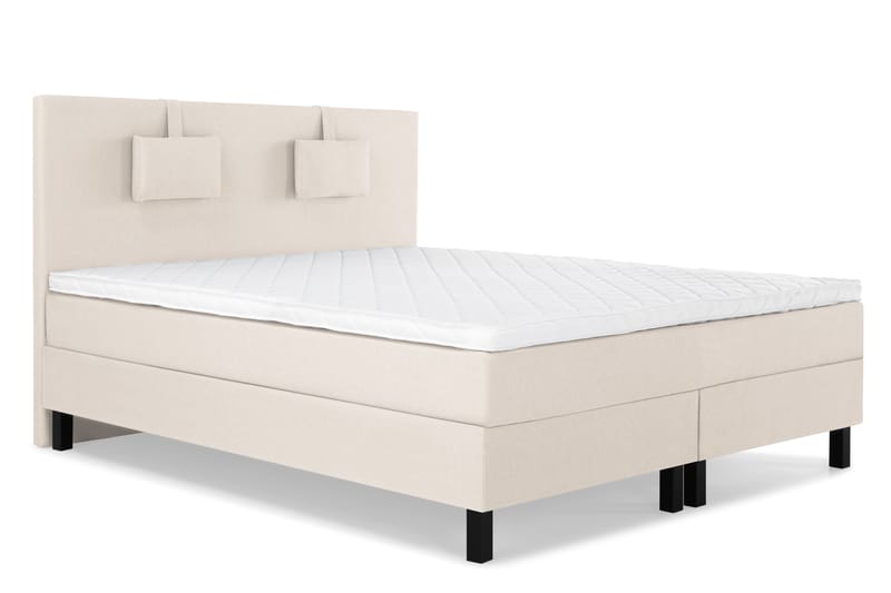 Lucky Komplett Sengepakke 160x200 Skum Glatt Sengegavl - Nakkepute Liten Beige - Møbler - Senger - Komplett sengepakke