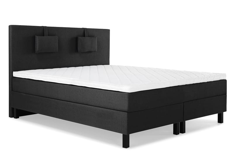 Lucky Komplett Sengepakke 160x200 Skum Glatt Sengegavl - Nakkepute Liten Svart/Grå - Møbler - Senger - Komplett sengepakke