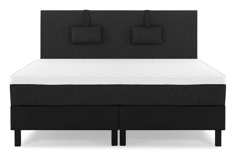 Lucky Komplett Sengepakke 160x200 Skum Glatt Sengegavl - Nakkepute Liten Svart/Grå/PU - Møbler - Senger - Komplett sengepakke