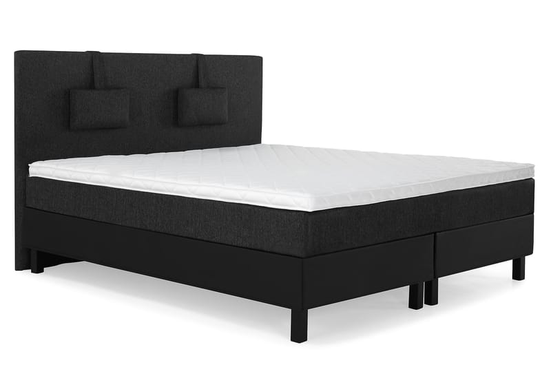 Lucky Komplett Sengepakke 160x200 Skum Glatt Sengegavl - Nakkepute Liten Svart/Grå/PU - Møbler - Senger - Komplett sengepakke