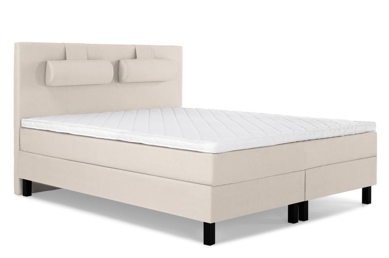 Lucky Komplett Sengepakke 160x200 Skum Glatt Sengegavl - Nakkepute Stor Beige - Møbler - Senger - Komplett sengepakke