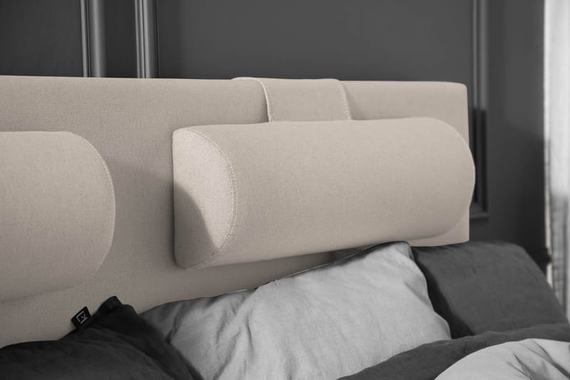 Lucky Komplett Sengepakke 160x200 Skum Glatt Sengegavl - Nakkepute Stor Beige - Møbler - Senger - Komplett sengepakke
