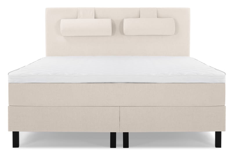 Lucky Komplett Sengepakke 160x200 Skum Glatt Sengegavl - Nakkepute Stor Beige - Møbler - Senger - Komplett sengepakke