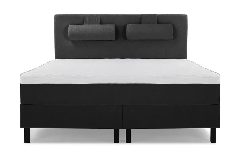 Lucky Komplett Sengepakke 160x200 Skum Glatt Sengegavl - Nakkepute Stor Svart/Grå - Møbler - Senger - Kontinentalsenger