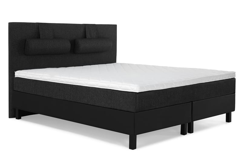 Lucky Komplett Sengepakke 160x200 Skum Glatt Sengegavl - Nakkepute Stor Svart/Grå/PU - Møbler - Senger - Komplett sengepakke