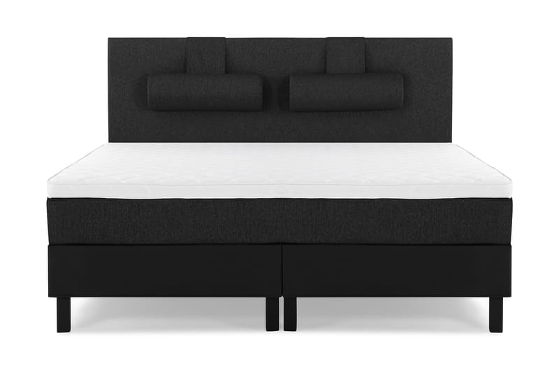Lucky Komplett Sengepakke 160x200 Skum Glatt Sengegavl - Nakkepute Stor Svart/Grå/PU - Møbler - Senger - Komplett sengepakke