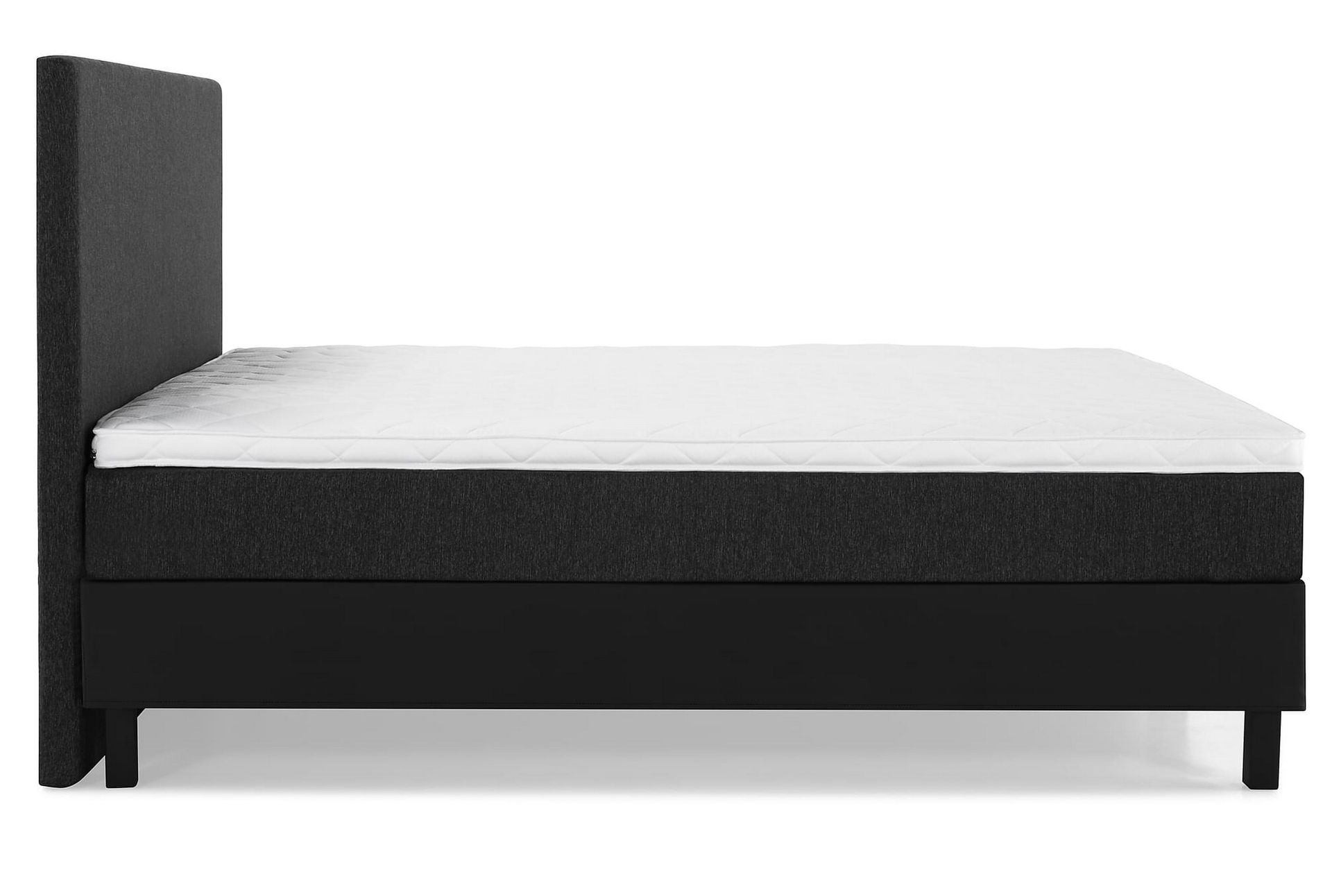 Lucky Komplett Sengepakke 160x200 Skum Glatt Sengegavl - Svart/Grå/PU - Møbler - Senger - Komplett sengepakke