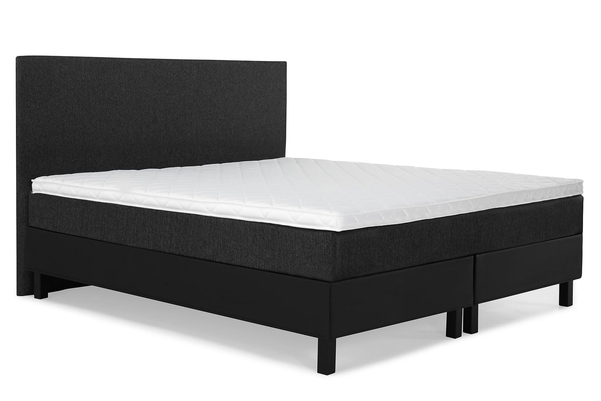 Lucky Komplett Sengepakke 160x200 Skum Glatt Sengegavl - Svart/Grå/PU - Møbler - Senger - Komplett sengepakke
