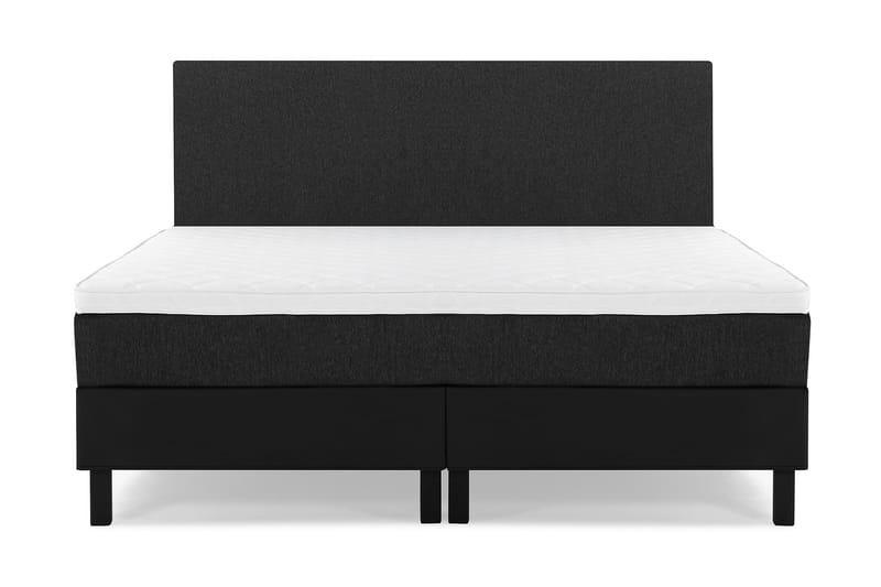 Lucky Komplett Sengepakke 160x200 Skum Glatt Sengegavl - Svart/Grå/PU - Møbler - Senger - Komplett sengepakke