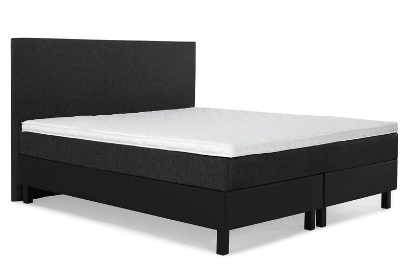 Lucky Komplett Sengepakke 160x200 Skum Glatt Sengegavl - Svart/Grå/PU - Møbler - Senger - Kontinentalsenger