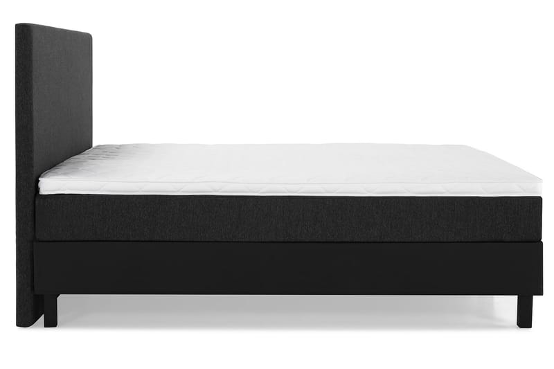 Lucky Komplett Sengepakke 160x200 Skum Glatt Sengegavl - Svart/Grå/PU - Møbler - Senger - Kontinentalsenger