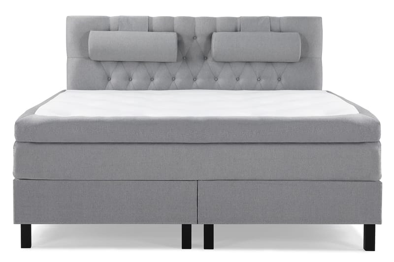 Lucky Komplett Sengepakke 160x200 Polyeter Diamant Sengegavl, Nakkepute Stor Mellangrå